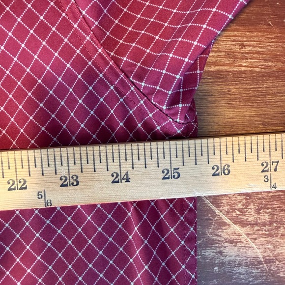 Cinch Button Down Shirt Mens L Burgundy White Geometric Short Sleeve Cowboy - Picture 6 of 8